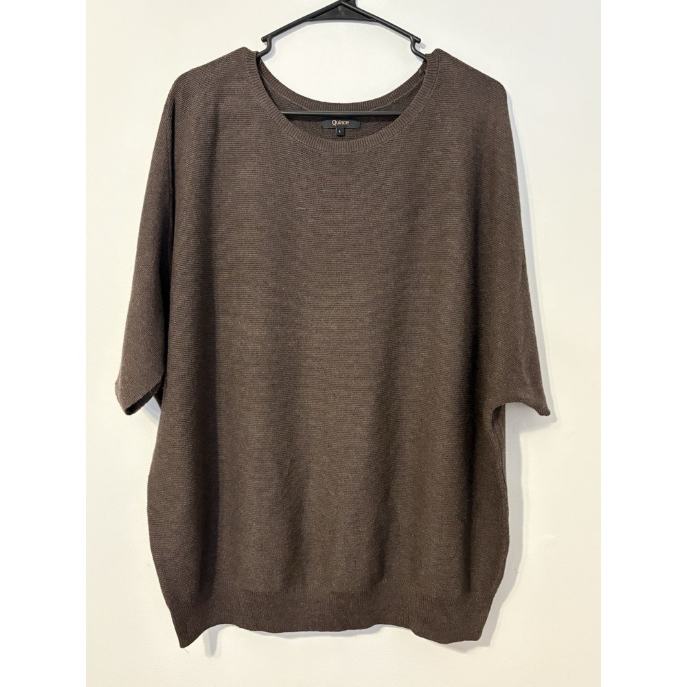Quince Cotton Cashmere Dolman Sweater Women L Mocha Heather Oversized Boxy NWOT